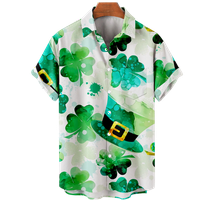 Dugme s kratkim rukavima dolje košulja St. Patrick's Summer Majica na plaži Green Clover element tiskanih majica, do 8XL za parove, muškarce, žene i djecu
