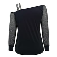 Gyouwnll ženske majice T-majice za žene ruhove mrežice hladni vrhovi labavi rame za majicu Ležerne prilike dugim printom