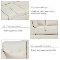 HASSCH 97 L-oblik kauč na kauč na kauč sa ležaljkama, dnevni boravak modernu lanu tkaninu za stan, potkrovlje i više, bež
