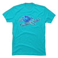 Vodeokolor morska kornjača - Blues Muški ocean plavi grafički tee - Dizajn od strane ljudi 2xl