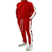 NOLLA Muškarci jogger setovi dugih rukava set Dvije dukseve + pantnice za pantnu odjeću mens crtačice zupčani stand up vrat crveni 3xl