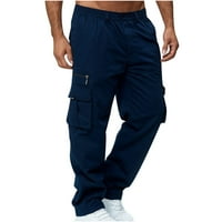 Muškarci Čvrsti povremeni džepovi na otvorenom ravno tipom fitness hlače hlače pantalone
