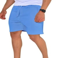 HAITE MAN dno crtaju Ljetne kratke hlače Elastična struka Plaža Kratke hlače Odmor Mini pantalone Vježba od pune boje odjeća za plažu odjeća Plava L