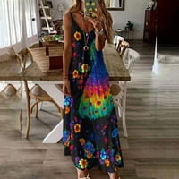 Maxi Seunderss za žene zapadne etničke vintage duge haljine za plažu V izrez Novost grafička labava