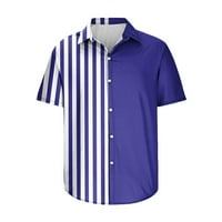 Daqian muns polo majice čišćenje muške majice Digitalni negirajući prugasti košulju s kratkim rukavima Havajska plaža Redovna casual majica Top bluze Majice za muškarce Clearing plave 4
