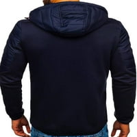 Muška jakna s kapuljačom dugih rukava patchwork patent zatvarač zatvarač jesen zimsko toplo sportska odjeća s džepovima