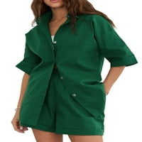 Ženske ljetne pidžame postavljene salonske kostime, pune boje kratkih rukava labave majice + kratke
