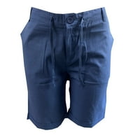 Finelylove muške kratke hlače Ležerne kratke hlače Visoka struka Slim ravno čvrste vanjske aktivnosti Plavi s