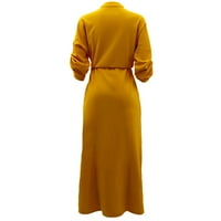 Formalna haljina, ženska labava pričvrsna pojasa za pojas Ležerne radne haljine V-izrez Solid Boja,