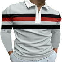 Glookwis Muške majice prugasti vrhovi rever vrat polo majica tenis klasična fit bluza dugih rukava majica stil j s