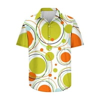 Odeerbi Havajska majica za muškarce Grafičke majice na plaži Geometrijski ispis rever Top casual udobne bluze s kratkim rukavima zelena