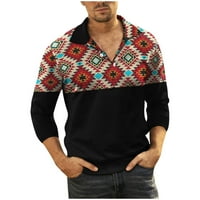 Muške jesene etničke košulje dugulja dugačak rukavac ovratni pulover labav comfy bluza slim fit vrhovi crveni l