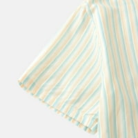 Muške majice Striped tiskani štand ovratnik kratkih rukava, ljetna casual gumba odjeća za odmor na plaži, muškarci
