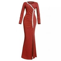Amazing Snazzy Plus Veličina Afrička haljina za partiju trake Afričke žene Nose Crvena haljina Crvena večera Nosačima za haljine Split Haljine