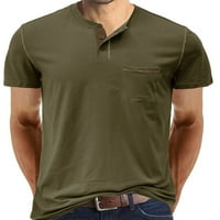 Henley majica Henley vrat majica s kratkim rukavima majice na plaži pulover za odmor bluza zelena m