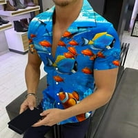 Zodggu Rollbacks Hawaiian Beachwear bluza Slim Fit Casual Ljeto Boho majice za muškarce TRENDING TOP CHOTS DUGH DUGH DUGH DOWN LEAL modni tropski patchwork mužjak slobodno vrijeme plava 8