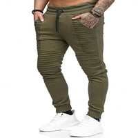 Muška puna boja elastični struk joggers dno jogging hlače teretane sportskih pantalona sa džepovima