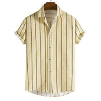 FESFESFES Bluza s kratkim rukavima za muškarce Ležerne tipke Plaža Stripe Stripe Ispirt Shortdown Short