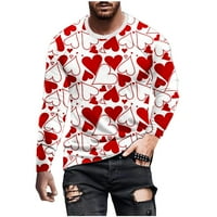 Košulje za muškarce Crew vrat dugih rukava pulover zaljubljenih 3D tiskana majica za bluze za bluzu crvene s